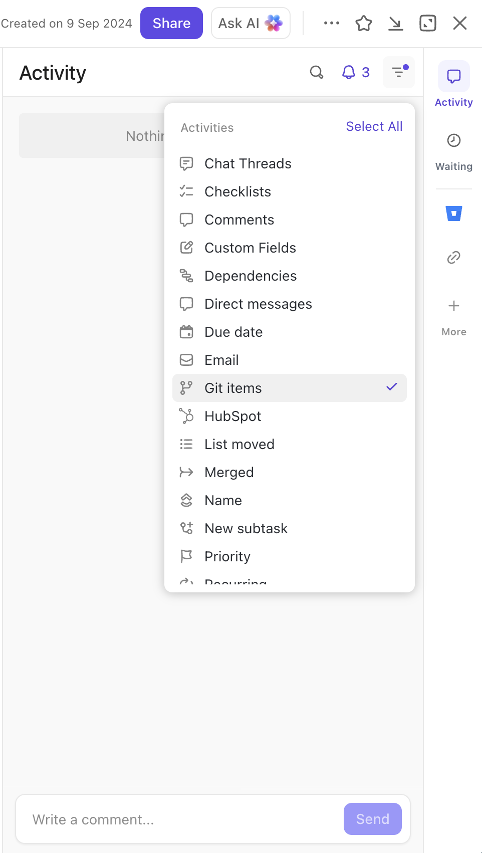 Screenshot of the Git items filter in task activity.png