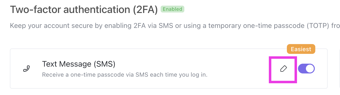 Capture d’écran d’une personne modifiant un numéro de téléphone pour l’authentification à deux facteurs.