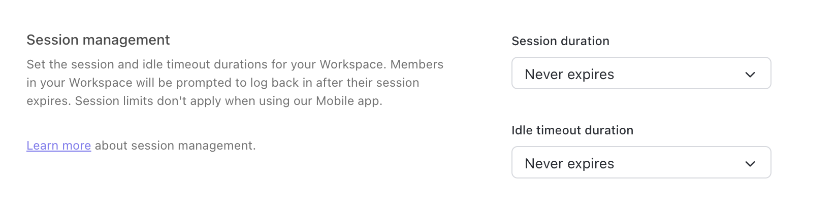 Capture d'écran de la section Gestion des sessions dans les paramètres de Sécurité et Permissions.png