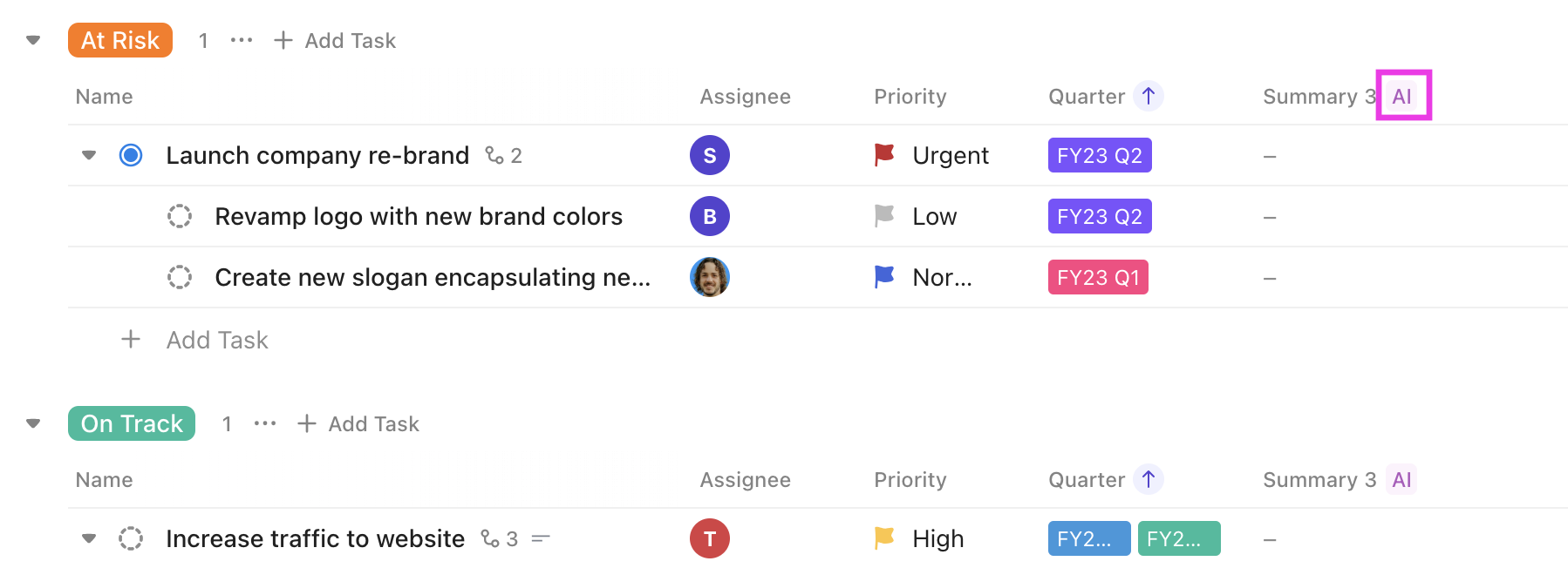 Screenshot highlighting the AI icon at the top of an AI Field column.png