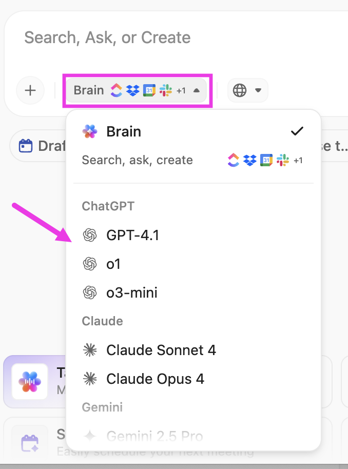 Screenshot highlighting Brain and the available models.png