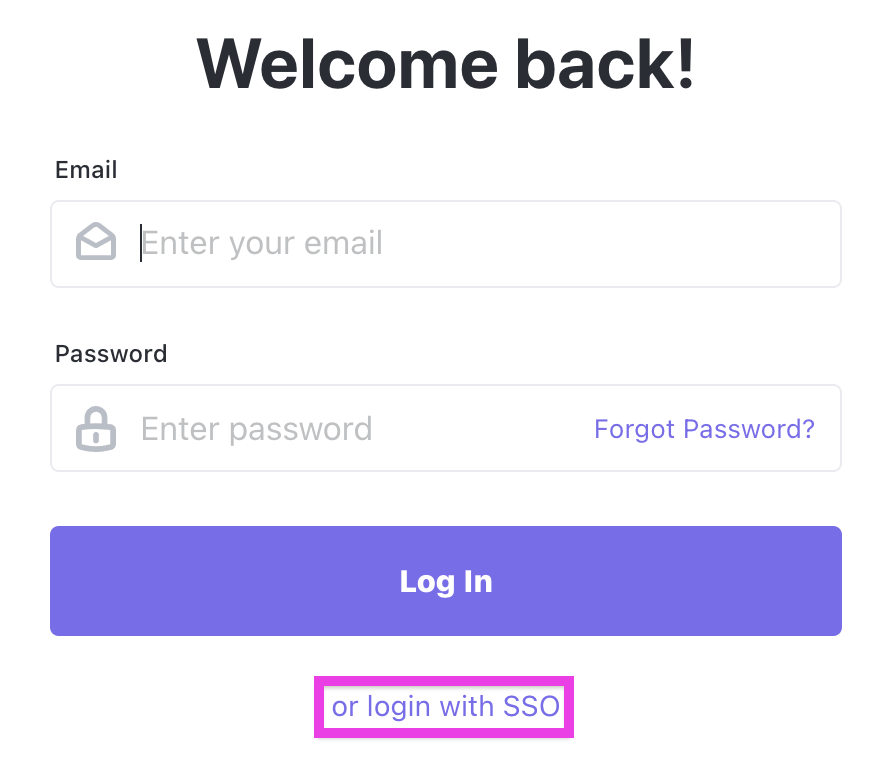 Screenshot of the login with SSO button.