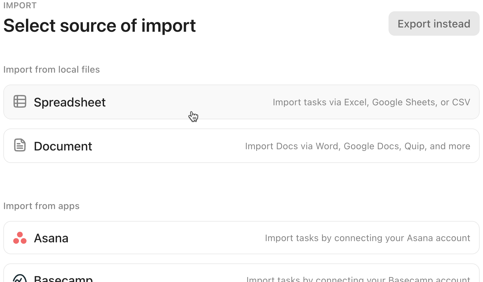 Screenshot der Seite "Quelle des Imports auswählen" mit ausgewählter Option für die Tabelle.png