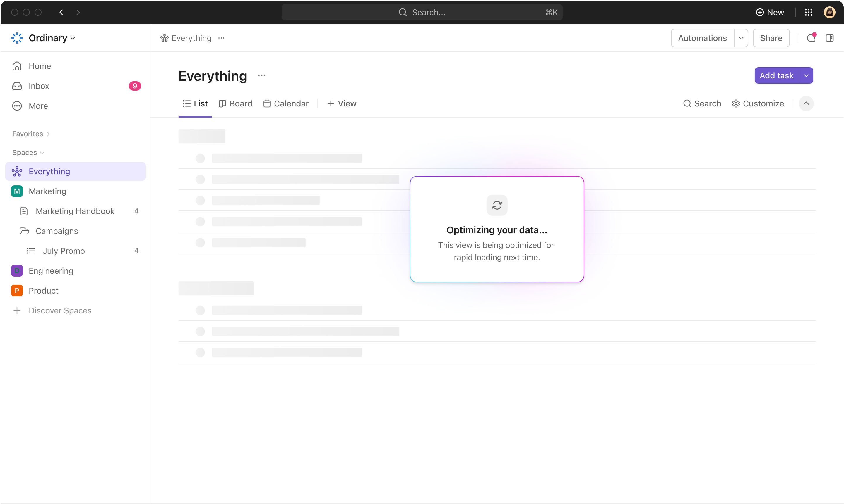 Imagem mostrando a mensagem de cache
