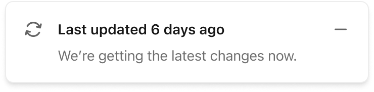 Immagine che mostra il messaggio di aggiornamento della visualizzazione