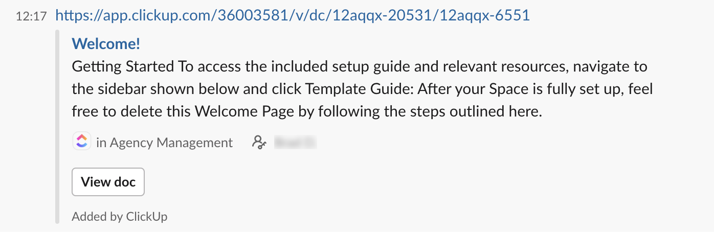 Screenshot di un documento srotolato in Slack.