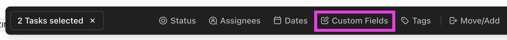 Screenshot che evidenzia l'opzione dei campi personalizzati nella barra delle azioni in blocco.png