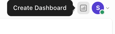 Screenshot of the create Dashboard button in the toolbar.