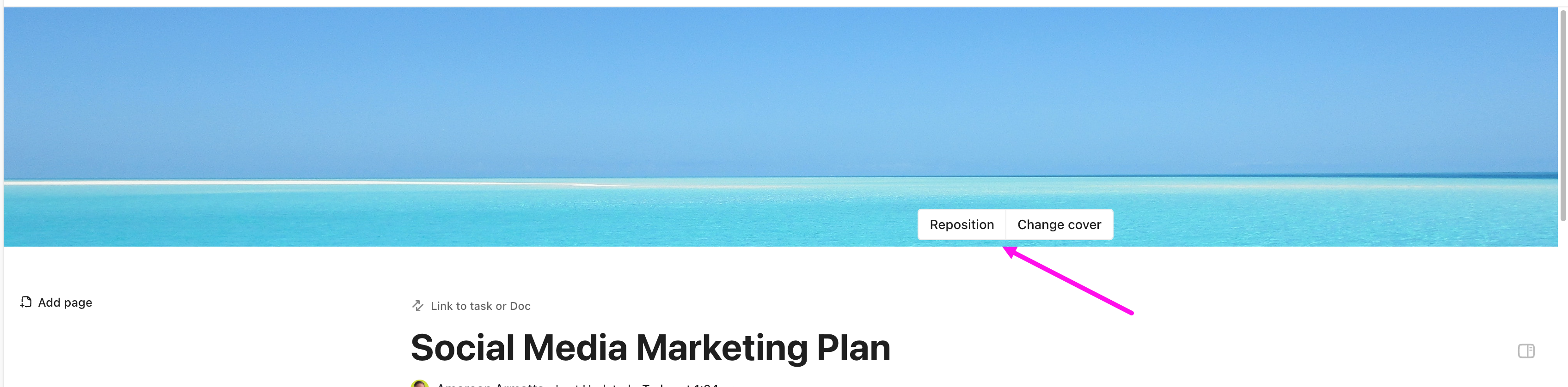 Screenshot eines Titelbildes mit sichtbaren Schaltflächen zum Neupositionieren und Ändern des Covers.png