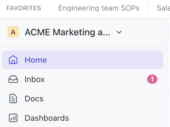 Capture d'écran du bouton Accueil dans la barre latérale.png