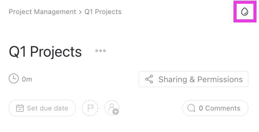 Captura de tela do ícone de cor em Informações da Lista.