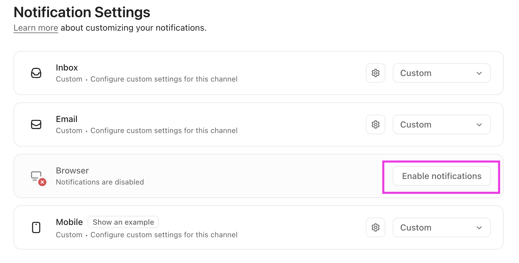 Captura de tela destacando o botão de habilitar ao lado de Navegador.png