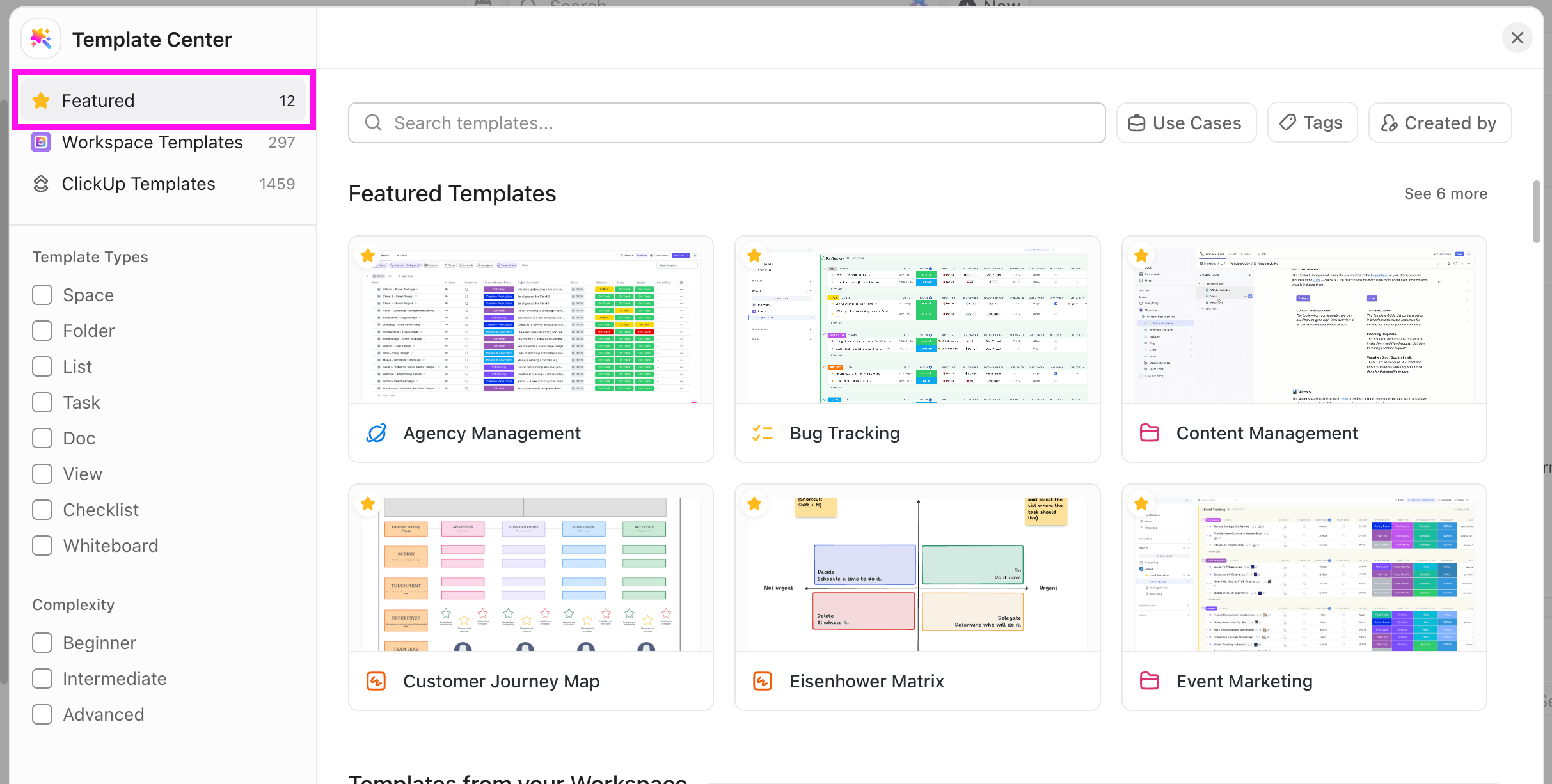 Captura de tela da Central de Modelos destacando a guia Destaque no canto superior esquerdo.png