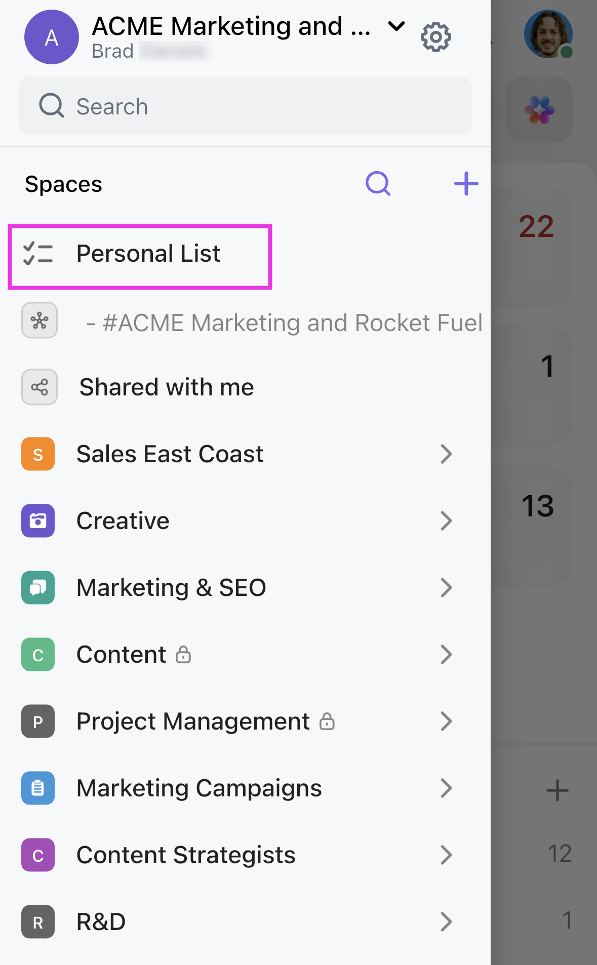 Screenshot of the Personal List in the sidebar.png