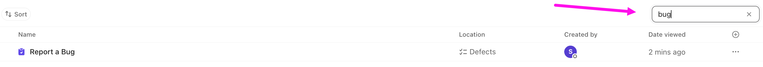 Screenshot of the search field in Forms Hub.