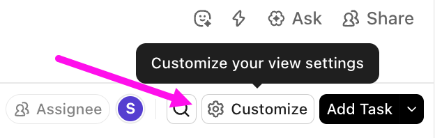 Screenshot of the Customize option on board view.