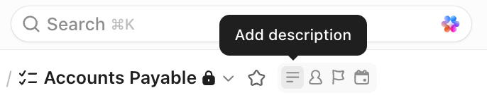 Screenshot der Option, eine Beschreibung zu einer Liste hinzuzufügen.