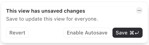 Captura de tela do modal de salvar alterações de visualização no ClickUp 3.0.