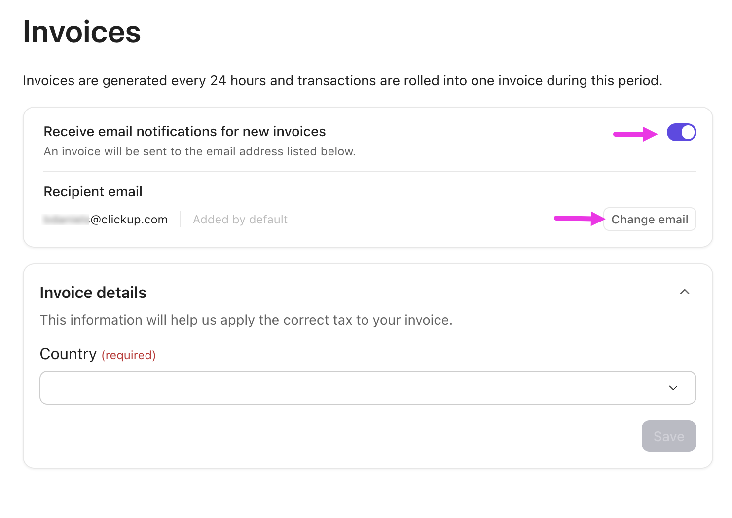 Captura de tela das notificações por e-mail e botões de destinatário de e-mail.png
