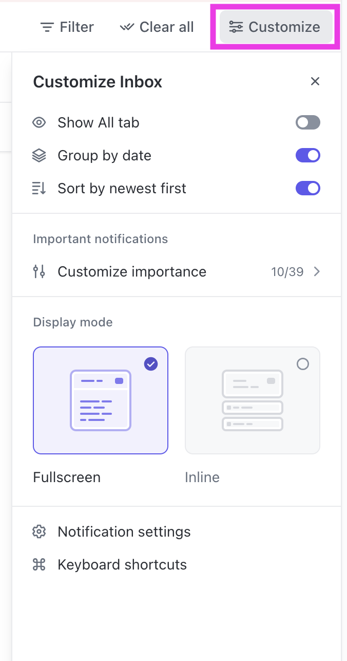 Capture d'écran mettant en évidence le bouton Personnaliser.png