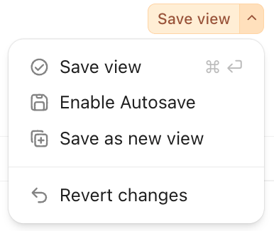 Screenshot del prompt delle modifiche di salvataggio della vista.
