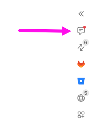 Screenshot of the collapsed right sidebar, highlighting the comments icon.