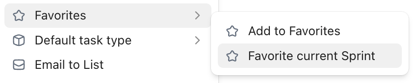 Screenshot of the option to add a sprint to your favorites.