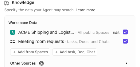 Screenshot of the Knowledge section of the Resource-booking Autopilot Agent.png