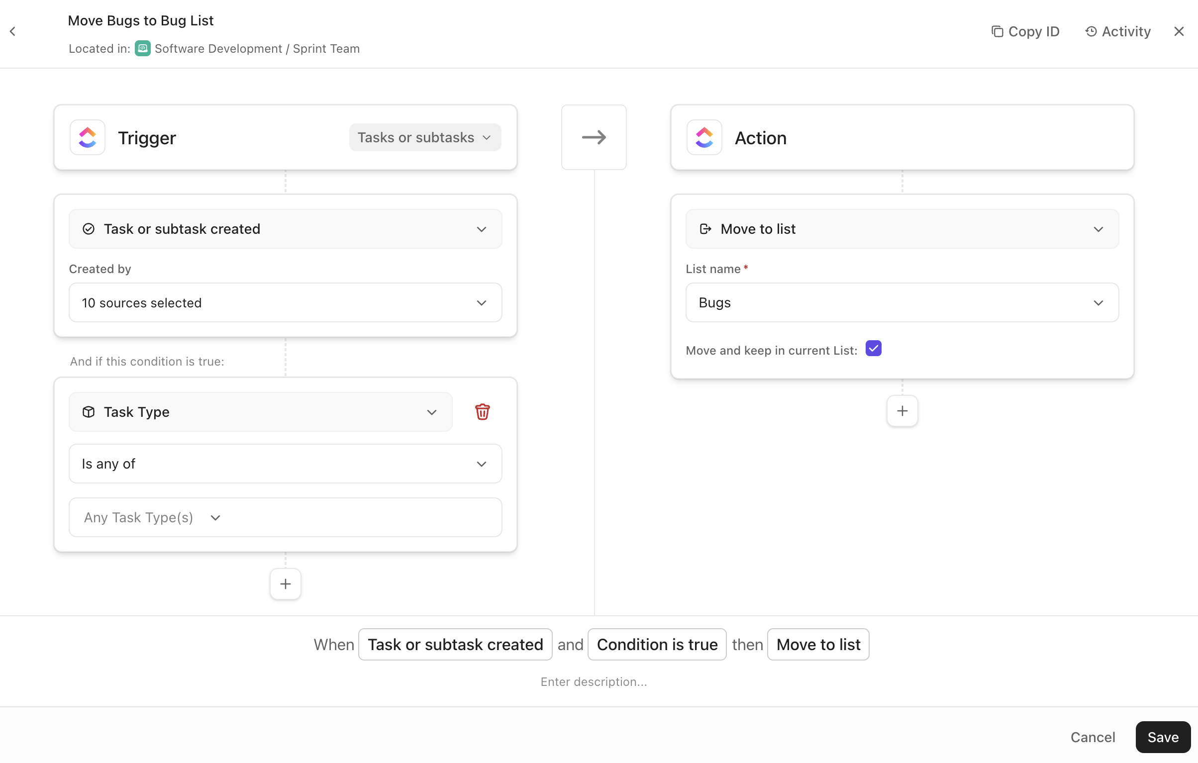 Screenshot of an Automation that moves bugs to the Bug List.png