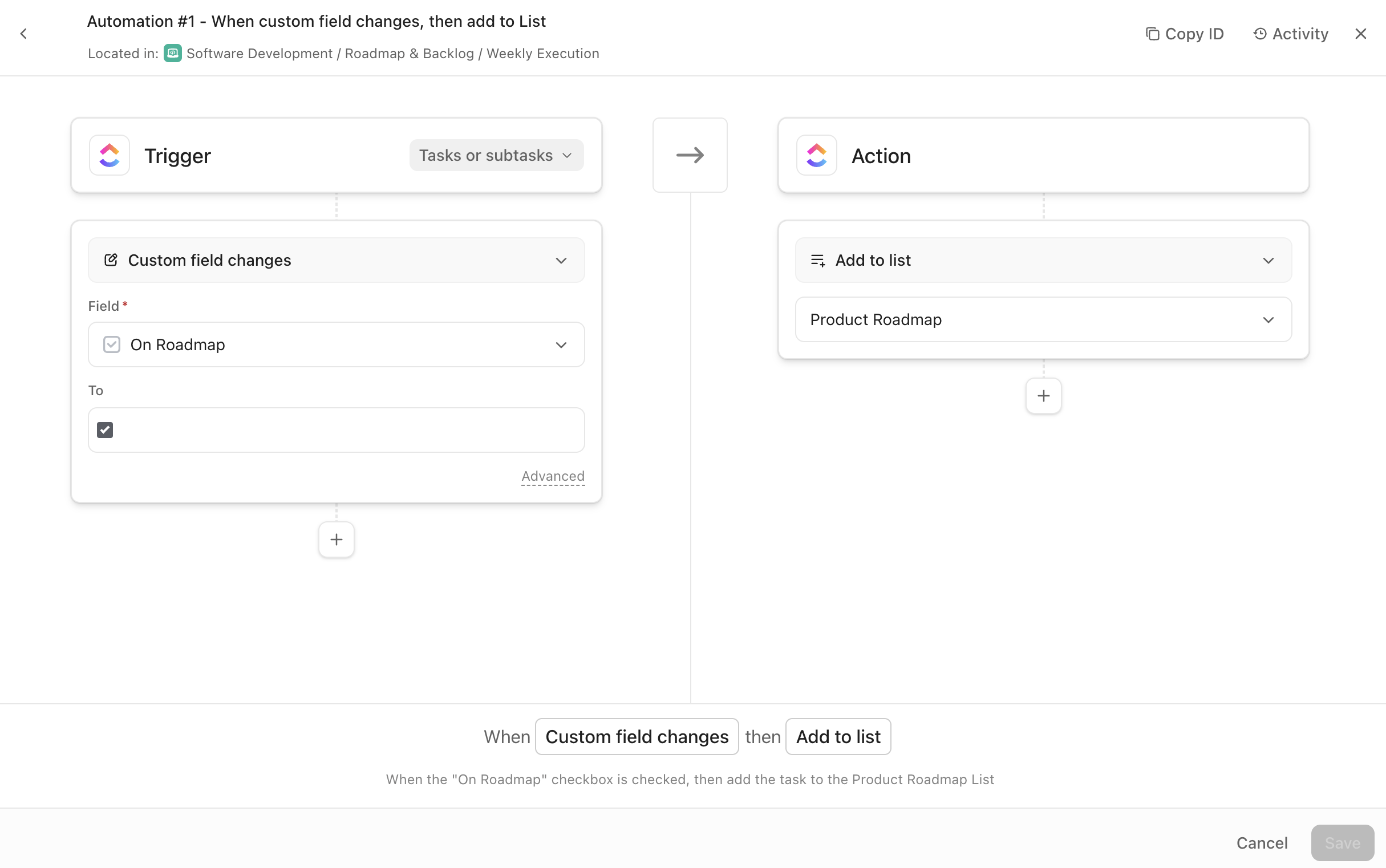Screenshot of an Automaiton adding a task to a List when a Custom Field changes.png