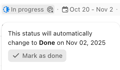 Screenshot of the option to mark a sprint as done