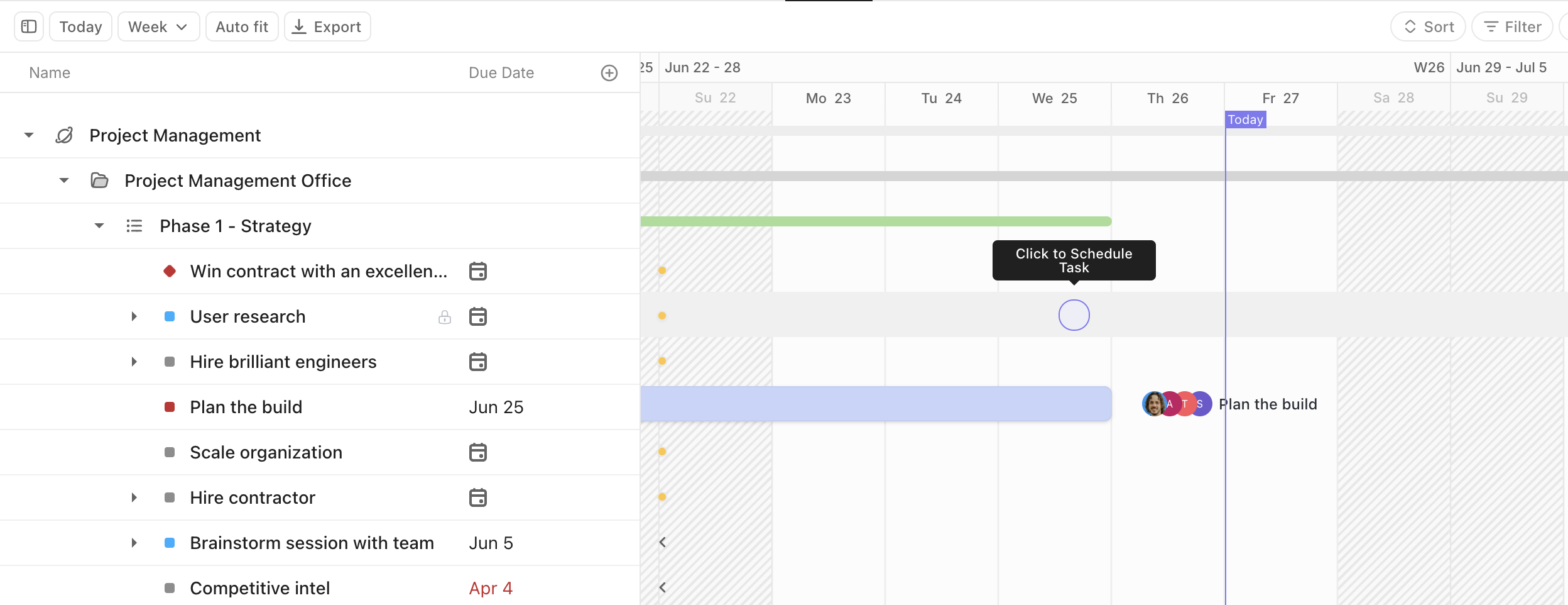 Capture d'écran de quelqu'un planifiant une tâche en vue Gantt.png