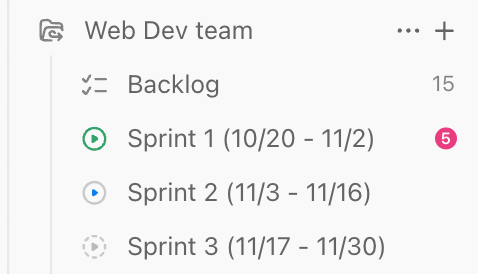 Screenshot of a Sprint Folder.