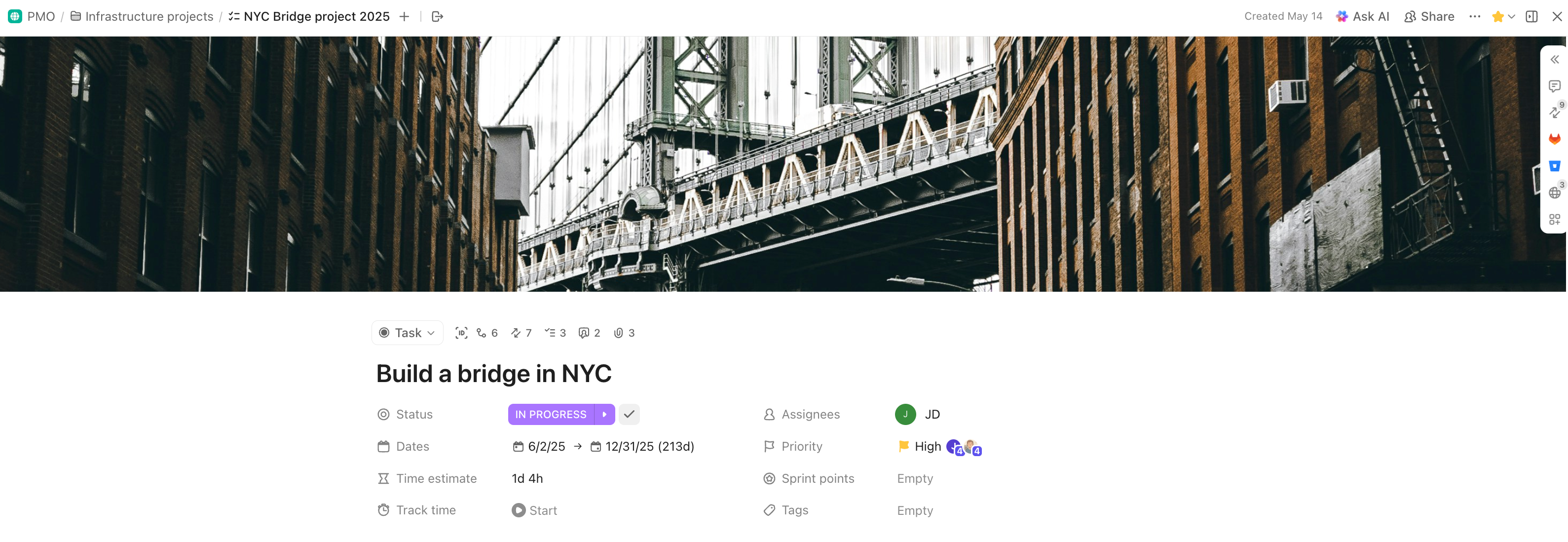 Screenshot of a task with a cover image.