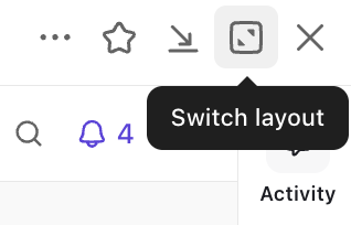 Screenshot of the switch layout button in ClickUp 3.0.