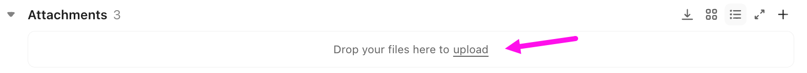 Screenshot of the option to upload files to a task.