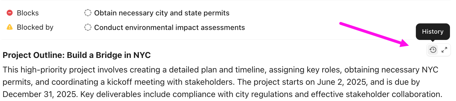 Screenshot des Verlaufssymbols in einer Bezeichnung der Aufgabe.