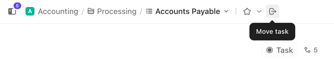 Captura de pantalla de la opción para mover una tarea a otra lista.