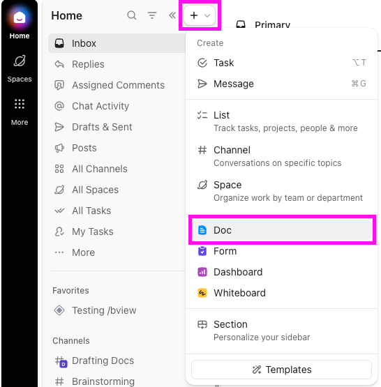 Screenshot of the plus icon and the Doc selection highlighted.png