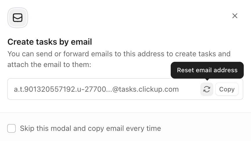 Capture d’écran de l’option pour réinitialiser l’adresse e-mail d’une liste.