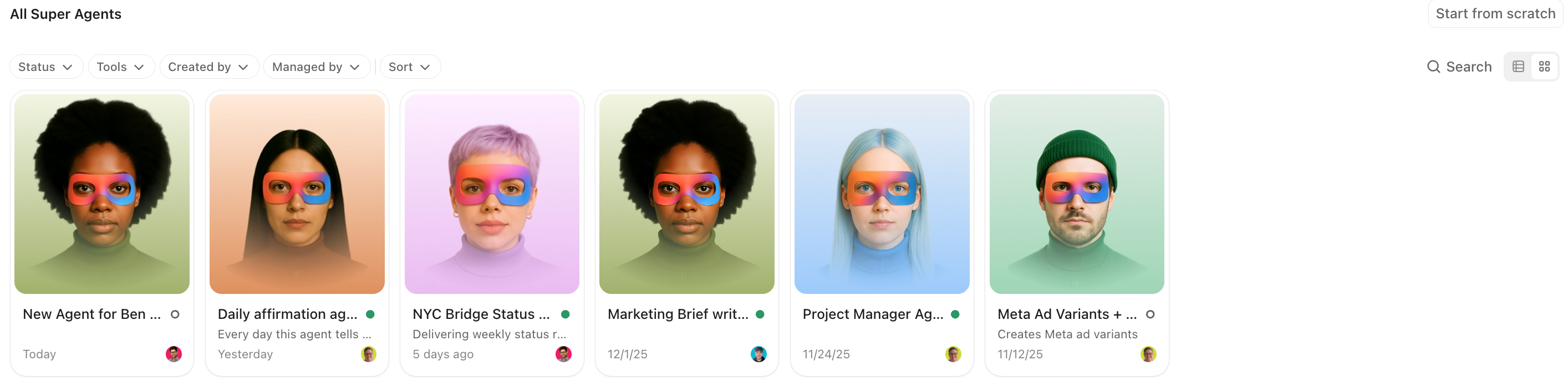 Screenshot of the AI Hub in Gallery view.