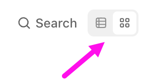 Screenshot of the option to switch between gallery view and list view in the AI Hub.