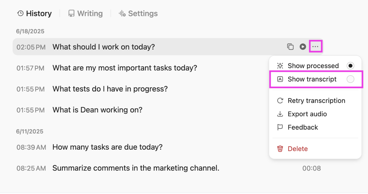 Screenshot highlighting the ellipsis and show transcription buttons.png