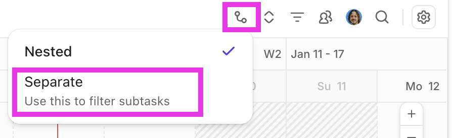 Screenshot zur Hervorhebung des Buttons für Unteraufgaben.png