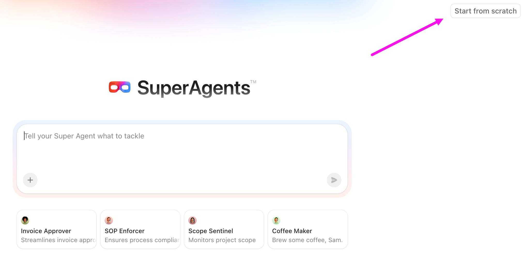 Screenshot of the option to start from scratch.