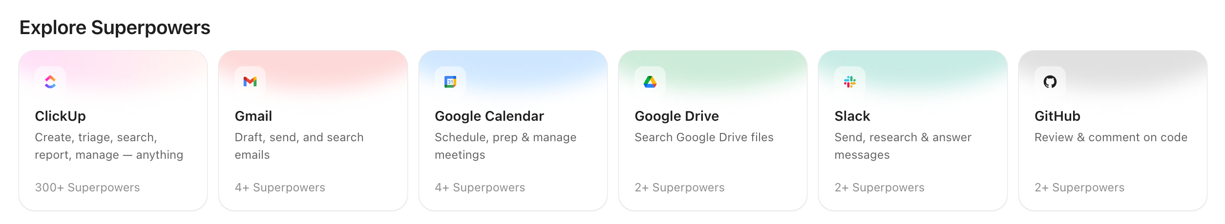 Screenshot of the option to Explore Superpowers based on the apps you use.