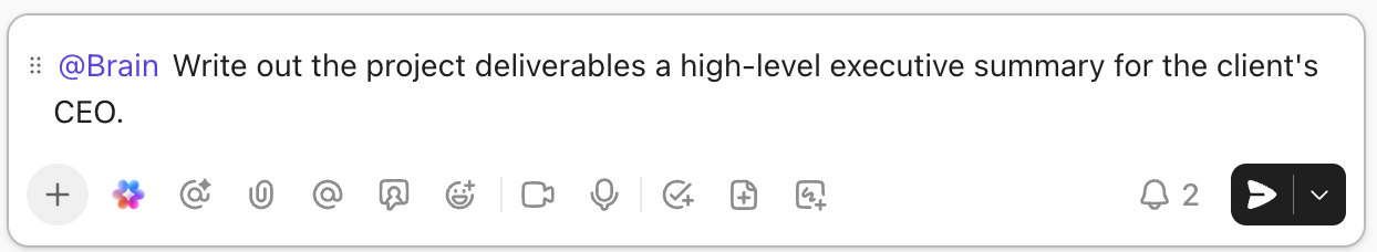 Screenshot of a draft comment mentioning Brain.