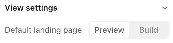 Screenshot of the option to set the default landing page for form views.