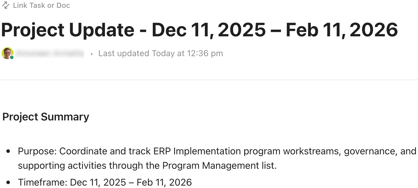 Screenshot of the Project Summary Doc created by the Project Updater Agent.png