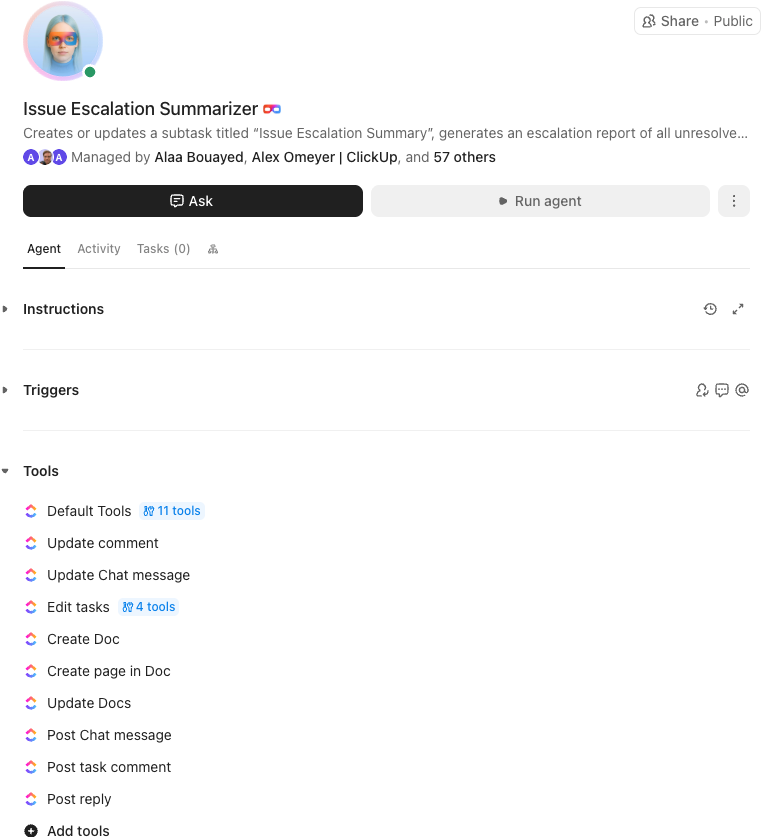 Screenshot of the Issue Escalation Summarizer's tools.png